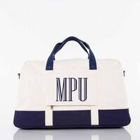 Personalized White Expedition Weekender with Navy Trim