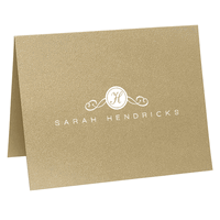 Scroll Initial Folded Shimmer Note Cards