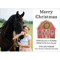 Watercolor Barn Flat Photo Holiday Cards