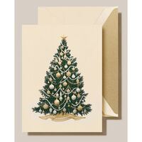 Engraved Silver and Gold Beaded Tree Boxed Folded Christmas Cards