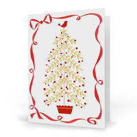Golden Christmas Tree Folded Holiday Cards