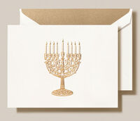Engraved Menorah Boxed Folded Hanukkah Cards