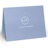 Circle Initials Folded Shimmer Note Cards