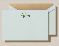 Magnolia Blossom Boxed Flat Note Cards - Hand Engraved