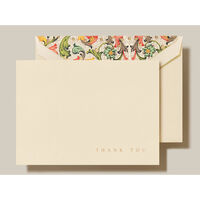 Red Florentine Thank You Folded Note Cards - Hand Engraved