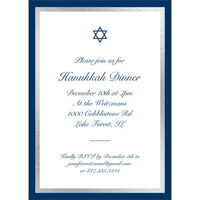 Navy and Faux Silver Border with Star Invitations