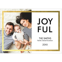 White Joyful with Faux Gold Border Photo Cards