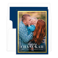 Chanukah Navy with Faux Gold Border Photo Cards