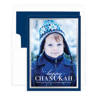 Chanukah with Faux Foil Border Photo Cards