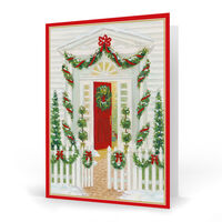 Front Door Decked Out in Greenery Folded Holiday Cards