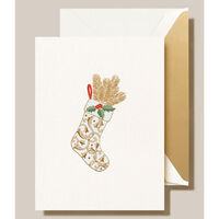 Engraved Regal Stocking Boxed Folded Holiday Cards