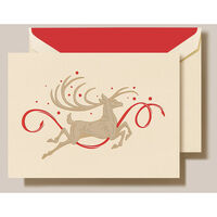 Leaping Stag Holiday Greeting Card - Raised Ink