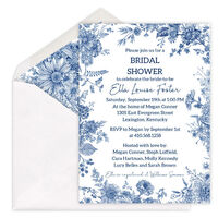 Blue Botanical Border Invitations