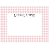 Pink Gingham Border Flat Note Cards