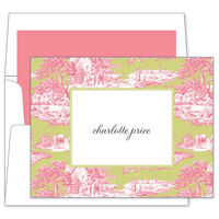 Magenta & Green Toile Note Cards