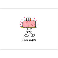 Pink Birthday Cake Folded Note Cards
