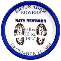 Personalized Pottery Navy 8-inch Birth Plate