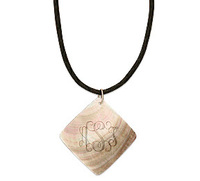 Shell Pendant on Braided Brown Leather Necklace