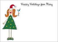 Customized Christmas Tree Girl Note Cards