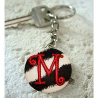 Choose your Fabric Monogrammed Button Keychains