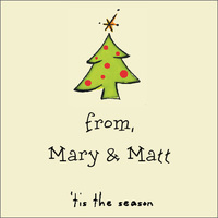 Christmas Tree Gift Tags on Recycled Stock or Vinyl Labels