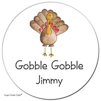 Gobble Brown Round Gift Stickers