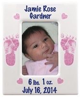 Twinkle Toes Pottery Pink Baby Picture Frame