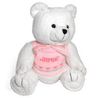 Plush Stuffed White Teddy Bear with Personalized Sweater