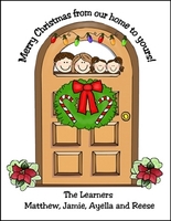 Christmas Wreath Door Stick Figure Cards