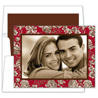 Red Floral Toile Photo Cards