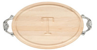 Maple Grandbois 12x18 inch Oval Cutting Board with pewter handles