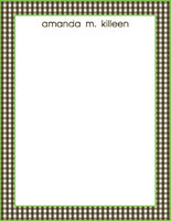 Lime Bordered Grey/Black Gingham Flat Note Cards