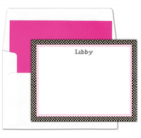Black Swiss Dot with Hot Pink Border Flat Note Cards