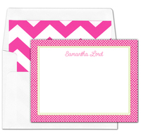 Shocking Pink Swiss Dot with Lime Green Border Flat Note Cards