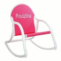 Hot Pink Canvas Children's Rocking Chair with White Frame