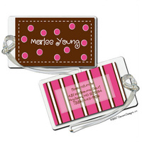 Chocolate & Pink Luggage Tags