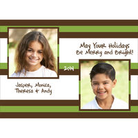 Brown and Green Seasons Stripes Photo Cards