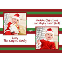 Red and Green Seasons Stripes Photo Cards