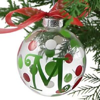 Modern Holiday Glass Initial Christmas Ornaments
