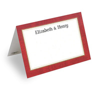 Red Moire Bordered Printed Place Cards