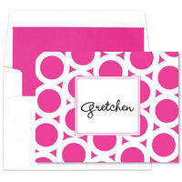 Hot Pink Circle Foldover Note Cards