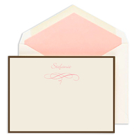 Distinctive Mocha Border Ecru Note Cards