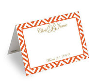 Greek Key Coral & White  Personalized Placecards