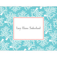 Teal Coral Foldover Note Cards