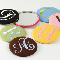 Organic Cotton Embroidered Initial Purse Mirror