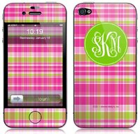 Preppy Pink and Green Plaid Tech Skin