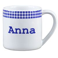 Personalized Blue Gingham Coffee Mug