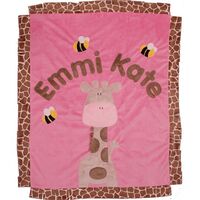 Personalized Peekaboo Pink Giraffe Crib Blanket