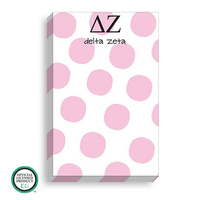 Pale Pink Polka Dot Notepads with Optional Greek Lettering
