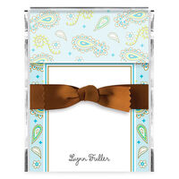 Blue Paisley Memo Sheets with Acrylic Holder